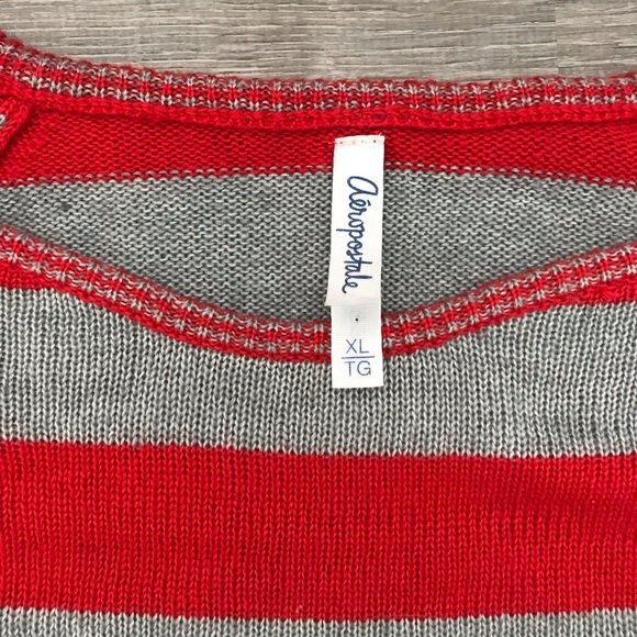 NWOT Aeropostale Grey and Red Striped Sweater Size XL - Picture 2 of 9